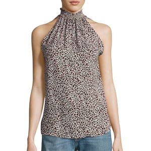 A.L.C. Zayden Halter Animal-Print Silk Blouse